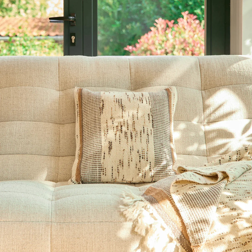 Coussin en laine et soie - 45 x 45 cm - Marron