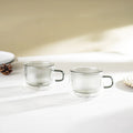 Lot de 2 tasses double paroi en verre avec anse - 22 cl - Gris