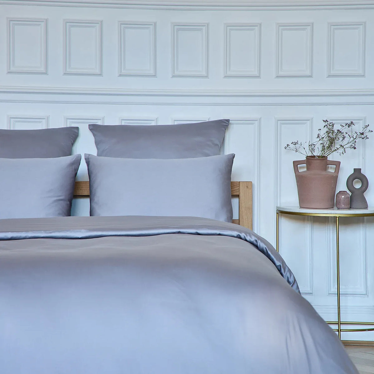 Housse de couette en satin de coton - 240 x 220 cm - Gris argenté