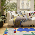 Plaid en coton - 130 x 170 cm - Vert et bleu - Design by Floriane Jacques