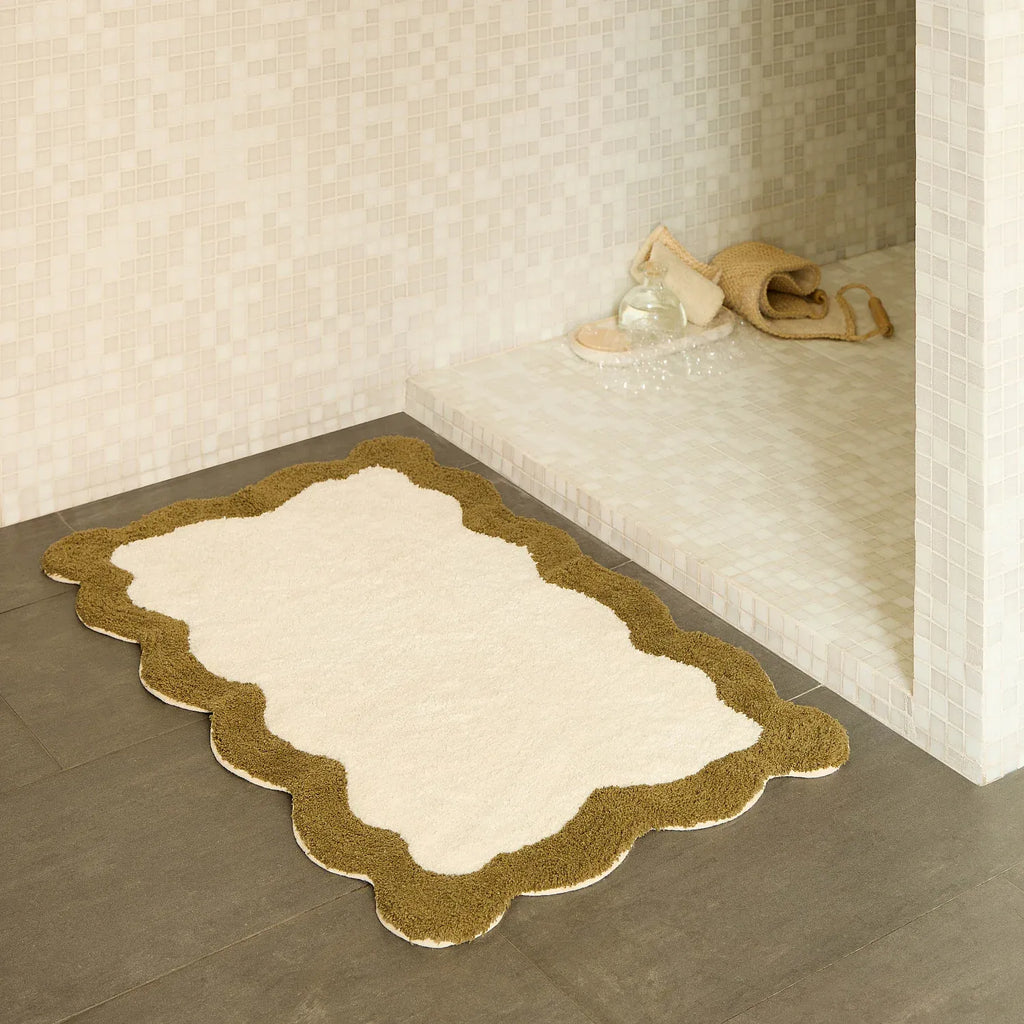Tapis de bain festonné en coton naturel - 1200 g/m² - 50 x 80 cm - Bronze