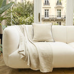 Coussin en lin à bourdon noir - 45 x 45 cm - Naturel
