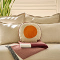 Coussin en lin et coton - 40 cm - Beige et orange - Design by Floriane Jacques