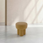 Petit pouf en tissu velours texturé - Ocre