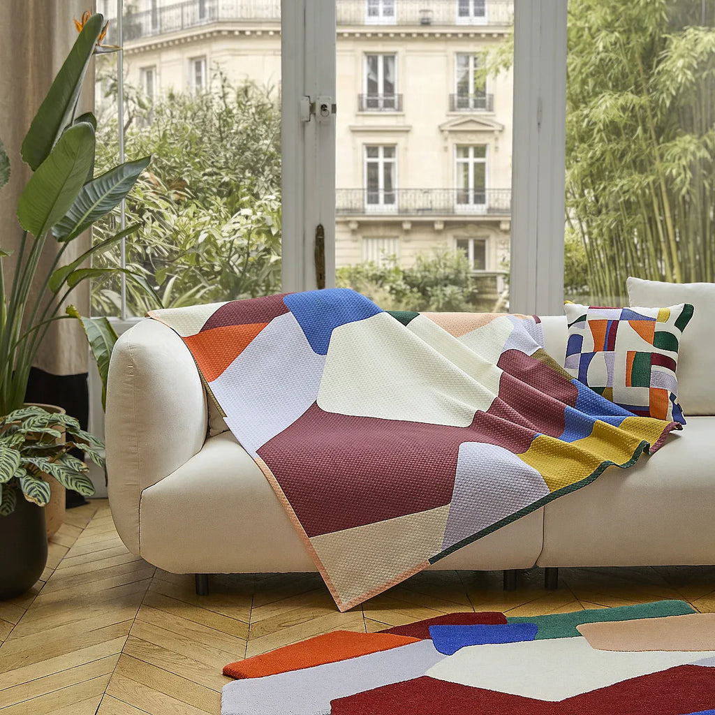 Plaid en coton gaufré - 130 x 170 cm - Multicolore - Design by Floriane Jacques