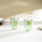 Lot de 2 tasses à double paroi en verre - 20 cl - Vert