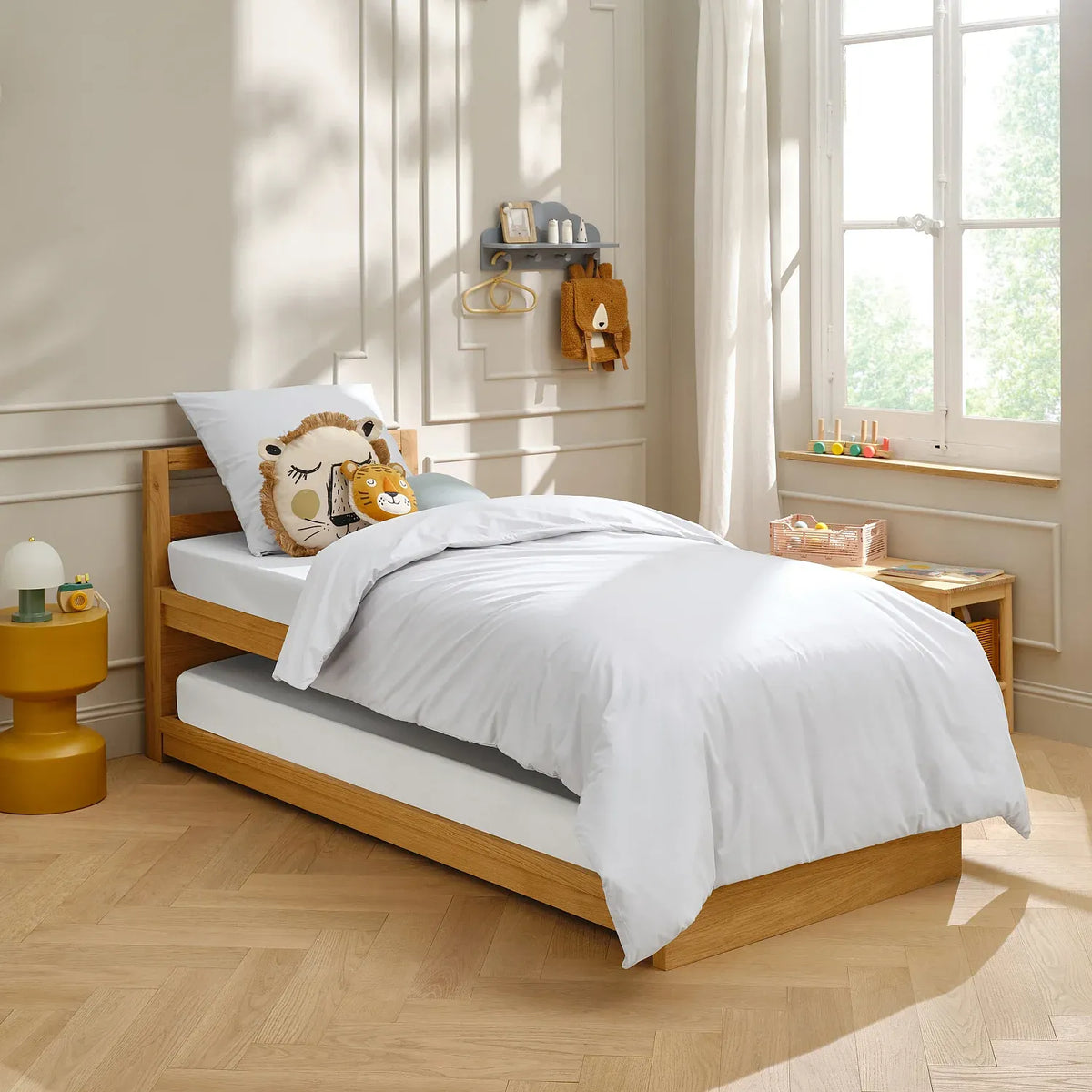Drap housse en percale de coton -  90 x 200 cm - Blanc
