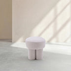 Petit pouf en velours texturé - Crème