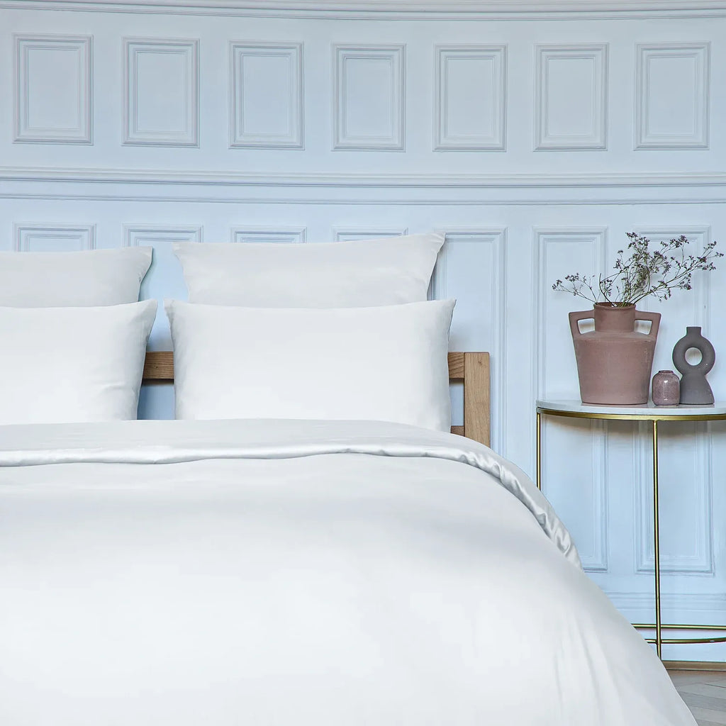 Taie d'oreiller en satin de coton - 65 x 65 cm - Blanc
