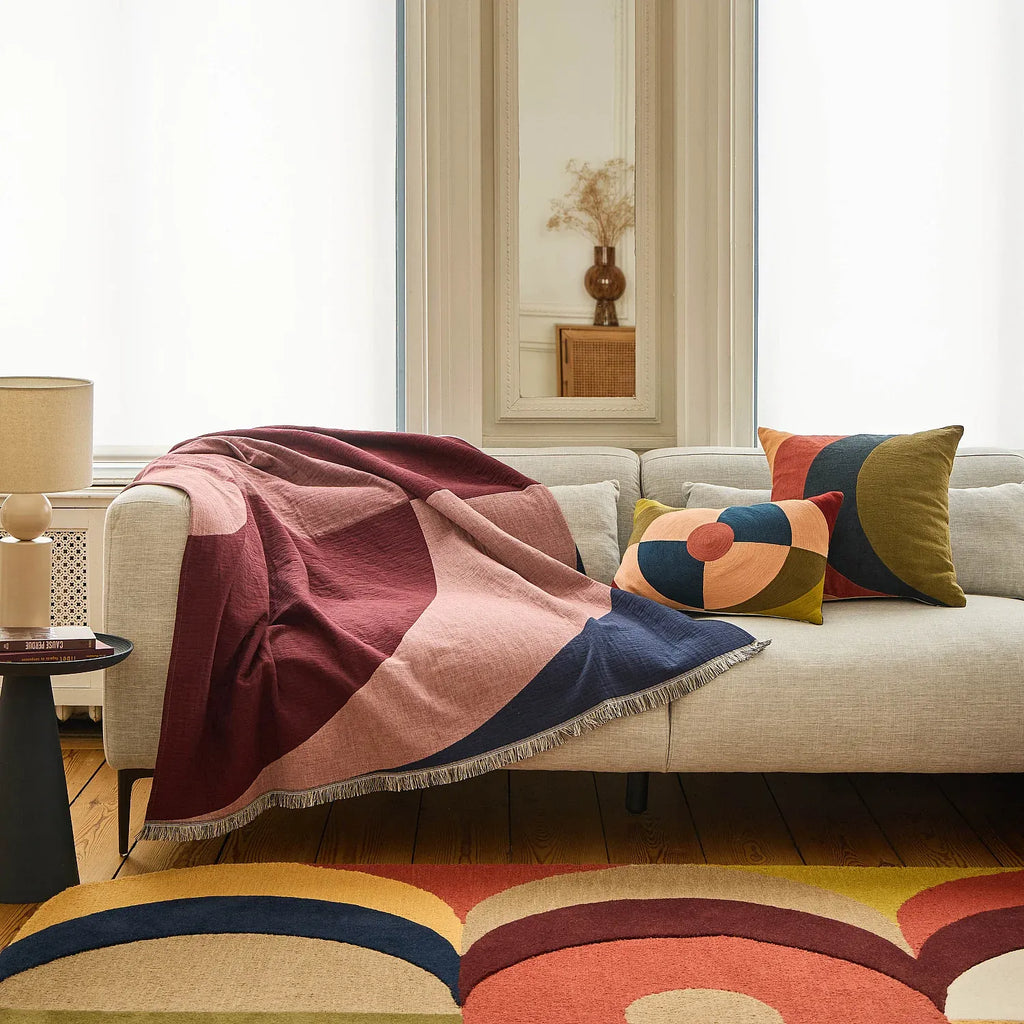 Plaid en coton - 130 x 170 cm - Bordeaux - Design by Floriane Jacques