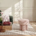 Petit pouf en tissu velours texturé - Rose poudré