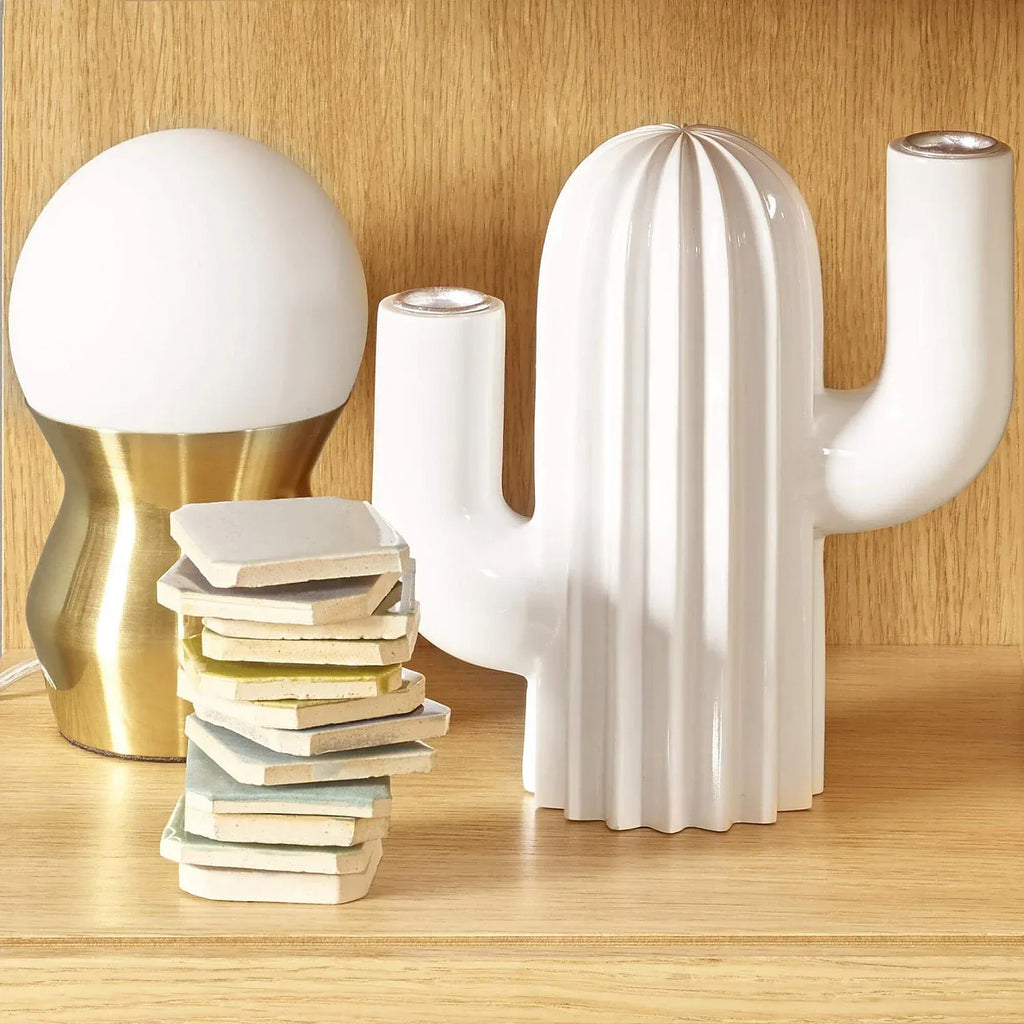 Mini lampe de table en verre et métal - 19 cm - Doré