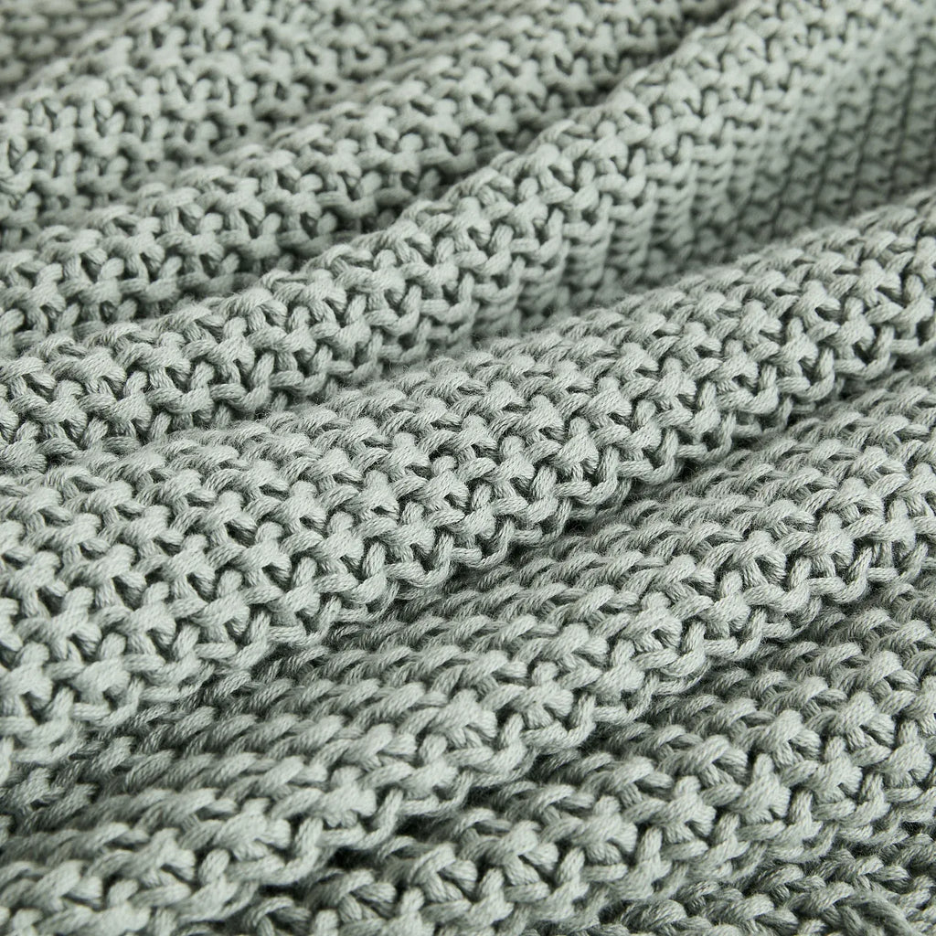 Plaid tricoté en coton - 130 x 170 cm - Céladon