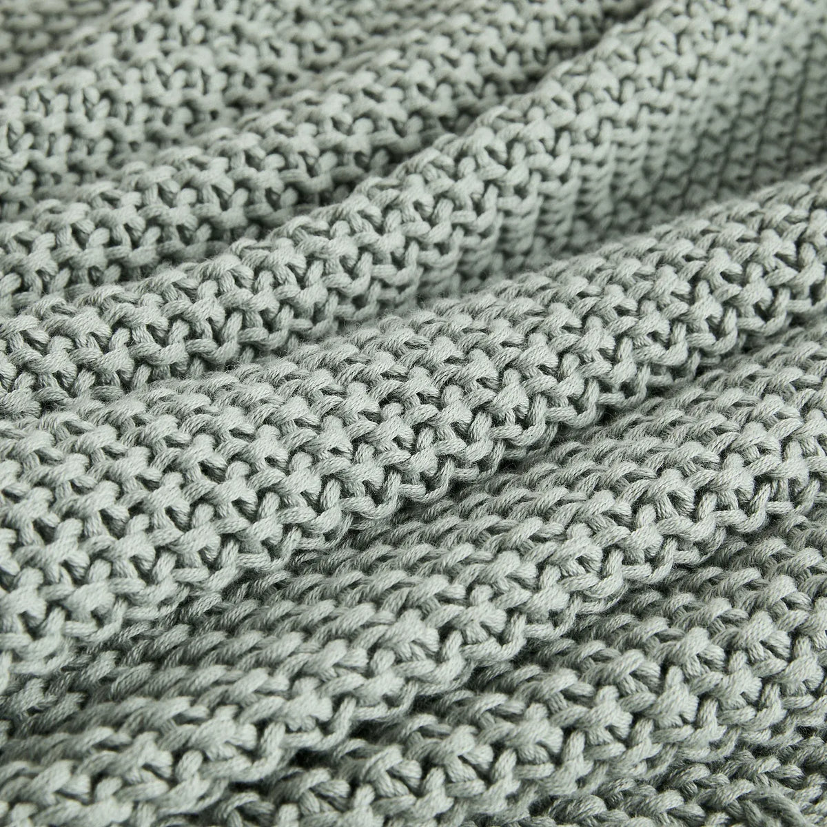 Plaid tricoté en coton - 130 x 170 cm - Céladon