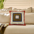 Coussin brodé en lin - 45 x 45 cm - Bronze et bordeaux - Design by Floriane Jacques