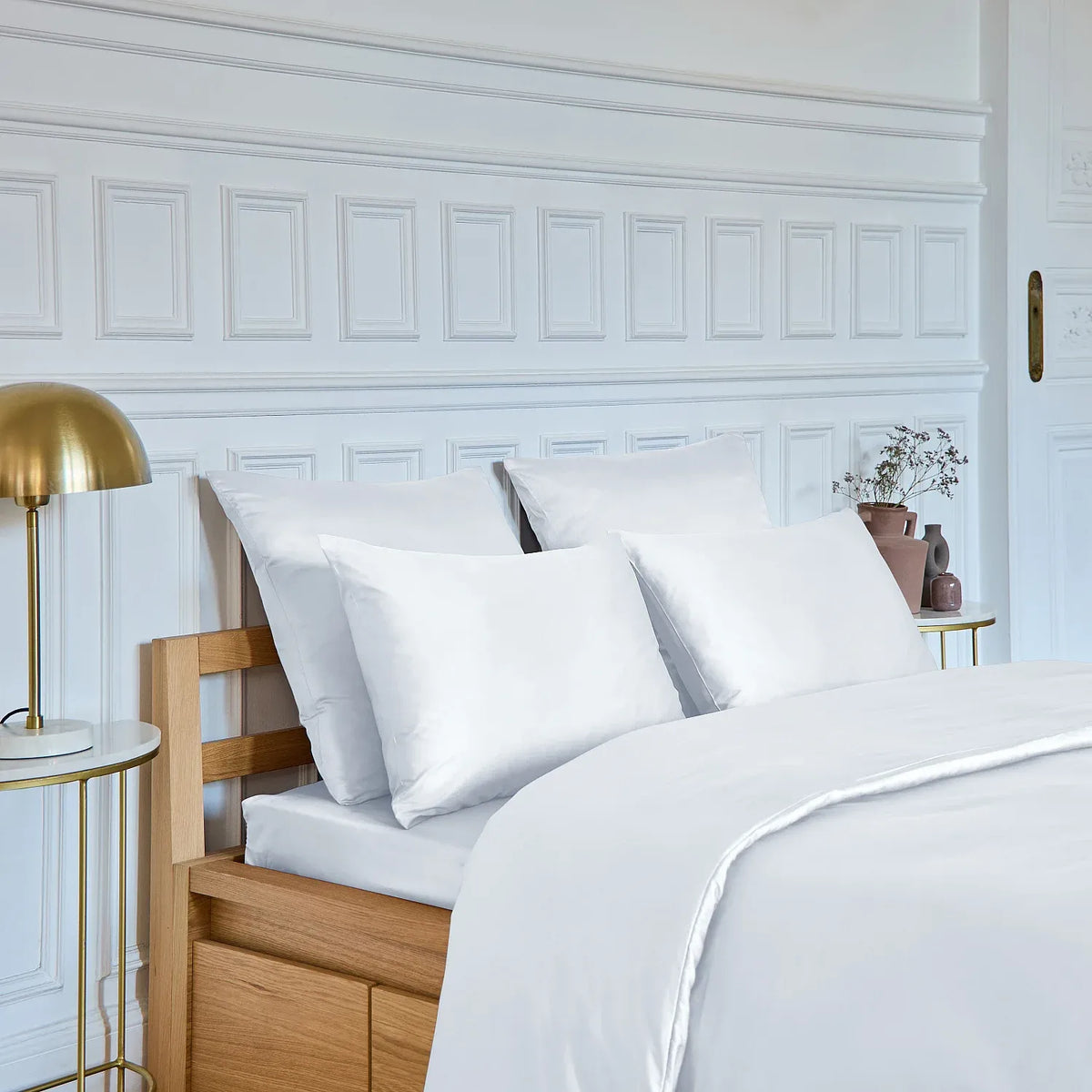 Taie d'oreiller en satin de coton - 65 x 65 cm - Blanc
