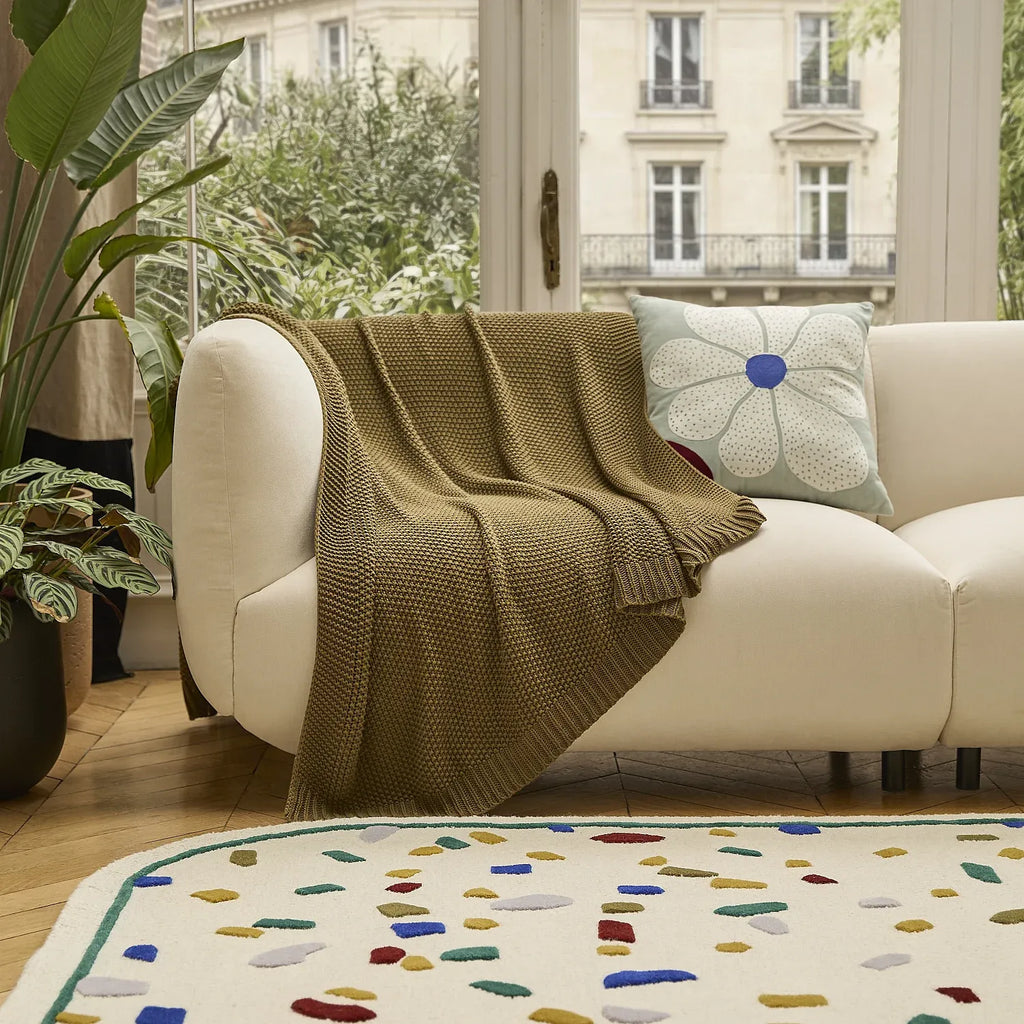 Plaid tricoté en coton - 130 x 170 cm - Bronze