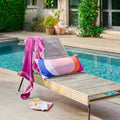 Coussin d'extérieur déperlant et anti-UV - 40 x 80 cm - Rose et Bleu profond - Design by Floriane Jacques