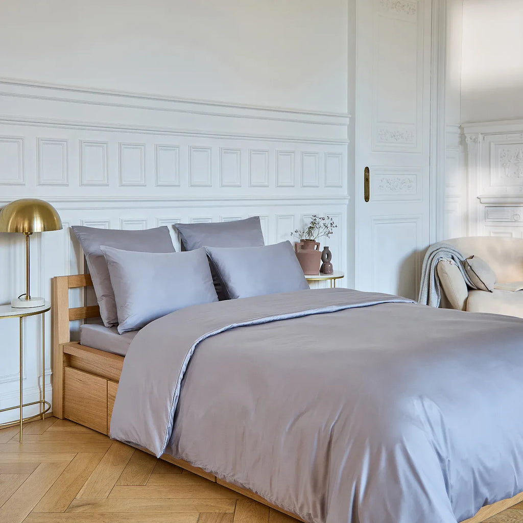 Housse de couette en satin de coton - 240 x 220 cm - Gris argenté