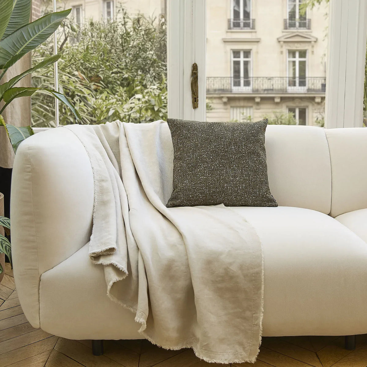 Coussin en tissu texturé - 44 x 44 cm - Bronze