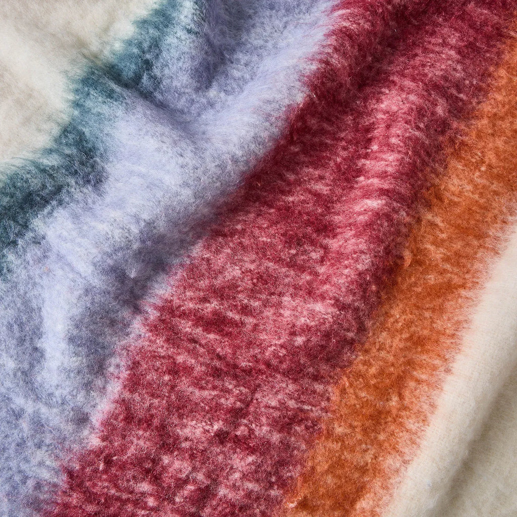 Plaid en laine - 130 x 170 cm - Bordeaux et lilas