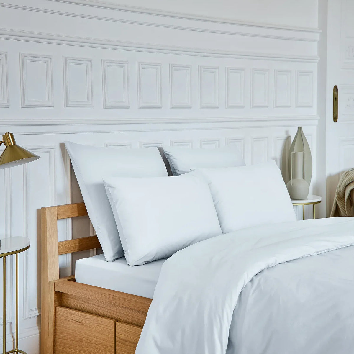 Drap housse en percale de coton - 180 x 200 cm - Blanc