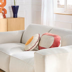 Coussin en lin et coton - 40 x 60 cm - Beige et bordeaux - Design par Floriane Jacques