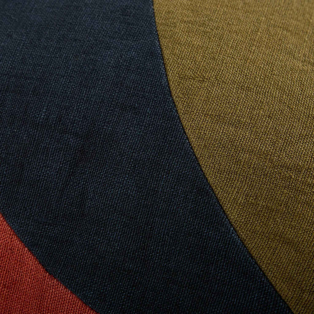 Coussin en lin et coton - 45 x 45 cm - Bronze, bleu et rose - Design by Floriane Jacques