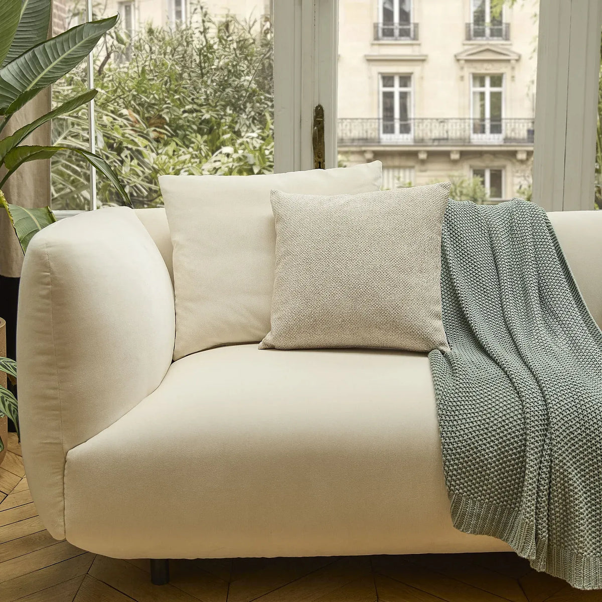 Coussin en tissu texturé - 44 x 44 cm - Ecru