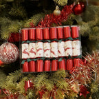 Décoration de Noël - Lot de 8 mini crackers motif Renne - Rouge, blanc, crème (Lot de 12)