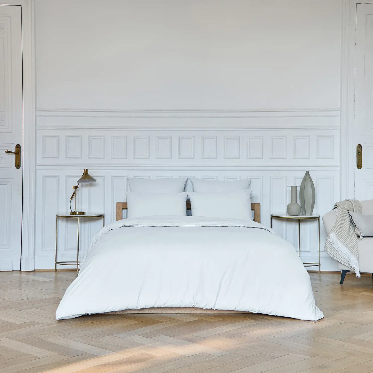 Housse de couette en percale de coton - 260 x 240 cm - Blanc