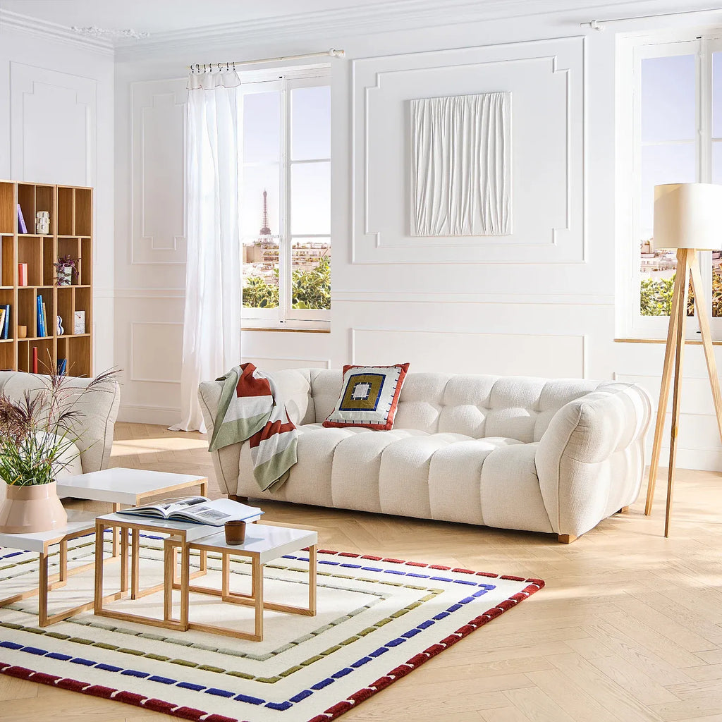 Plaid en coton - 130 x 170 cm - Ecru et bronze - Design by Floriane Jacques