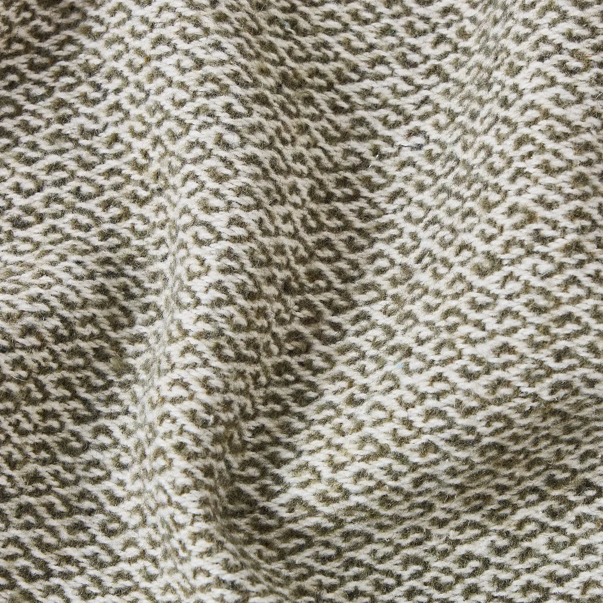 Plaid à franges en coton et laine recyclés - 120 x 180 cm - Vert Kaki