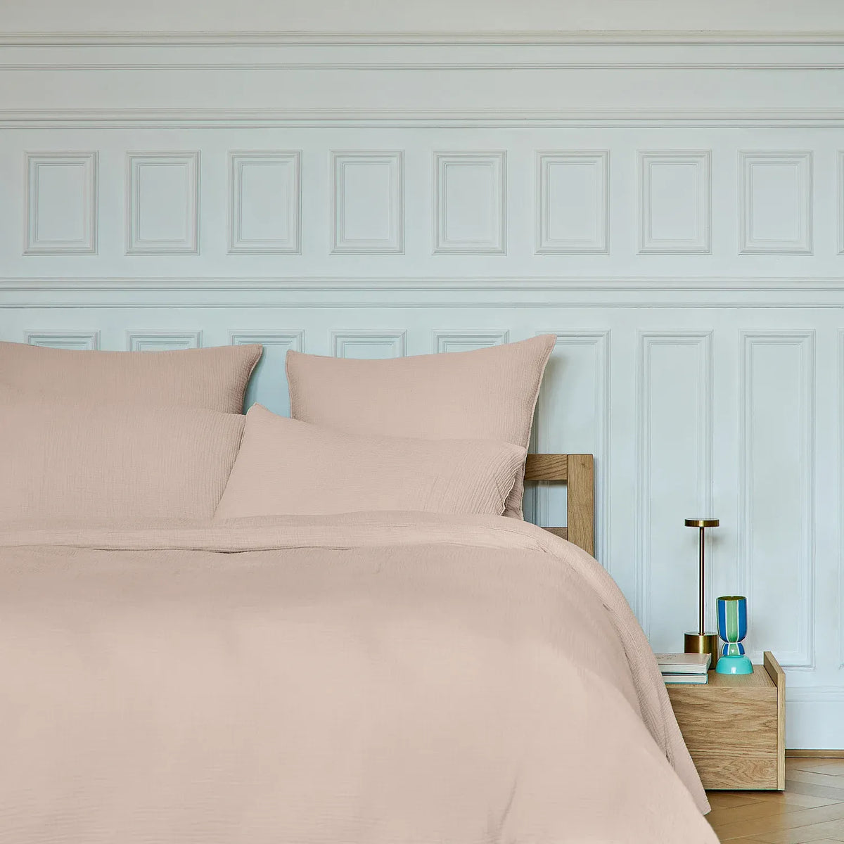 Taie d'oreiller en double gaze de coton - 65 x 65 cm - Rose poudré