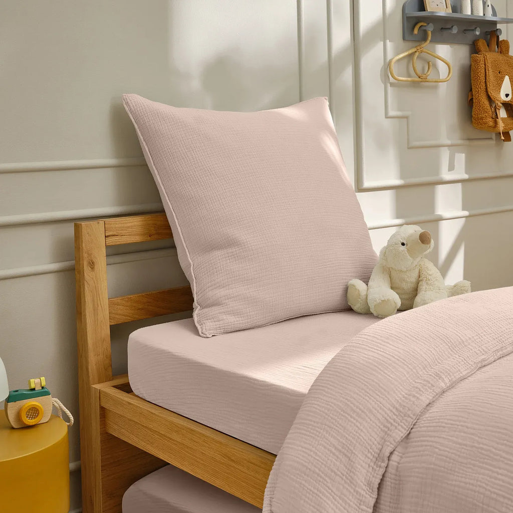 Taie d'oreiller en double gaze de coton - 65 x 65 cm - Rose poudré