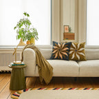 Coussin brodé en lin - 45 x 45 cm - Bronze - Design par Floriane Jacques