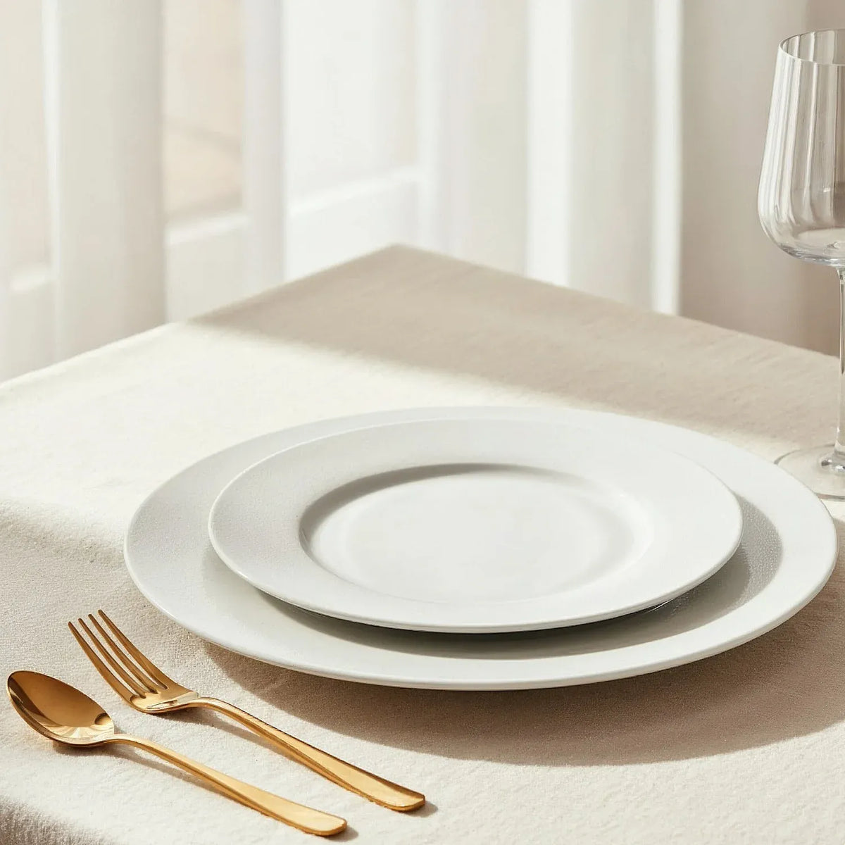Lot de 6 assiettes plates en porcelaine - 27 cm - Blanc