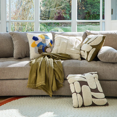 Coussin tufté en coton - 45 x 45 cm - Bronze