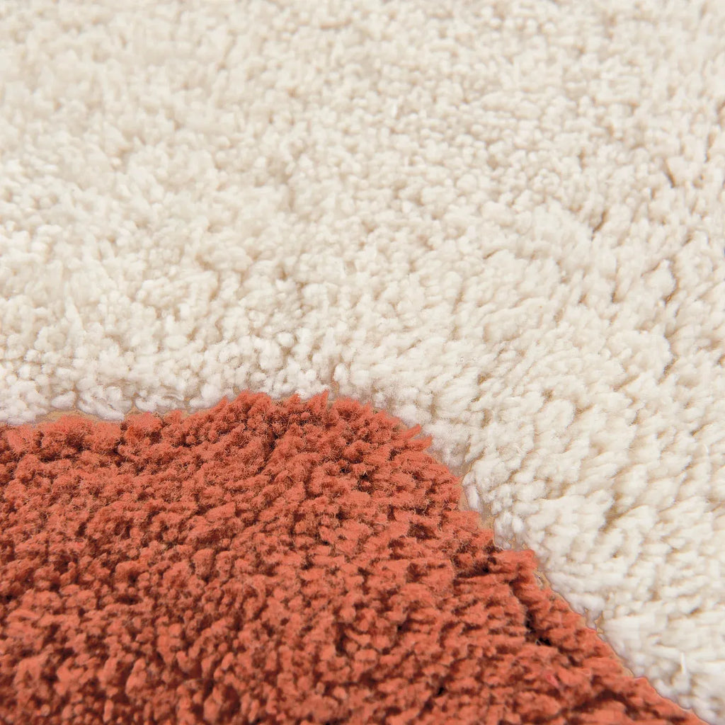 Tapis de bain festonné en coton naturel - 1200 g/m² - 50 x 80 cm - Terracotta