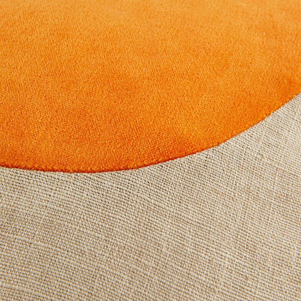 Coussin en lin et coton - 40 cm - Beige et orange - Design by Floriane Jacques