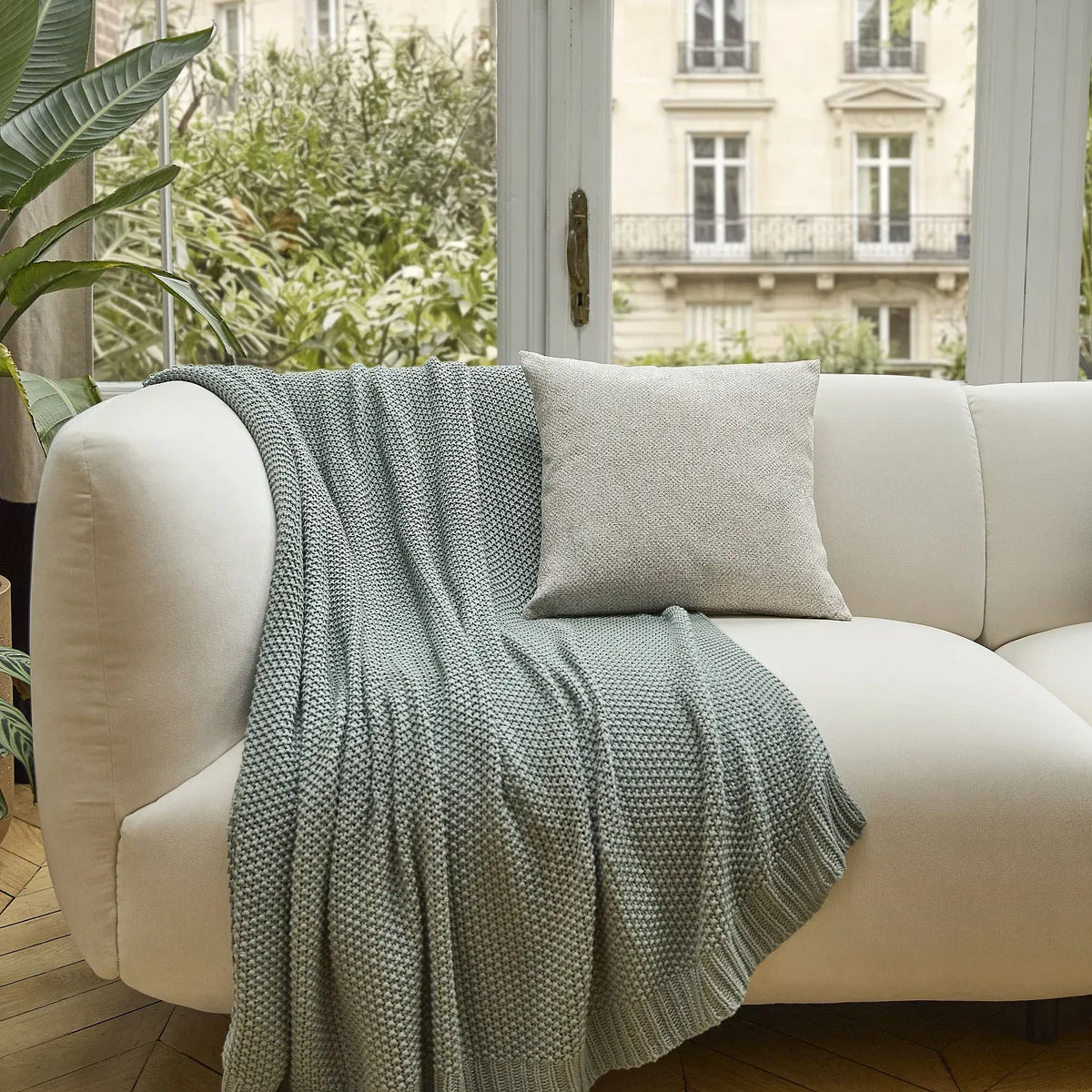 Coussin en tissu texturé - 44 x 44 cm - Ecru