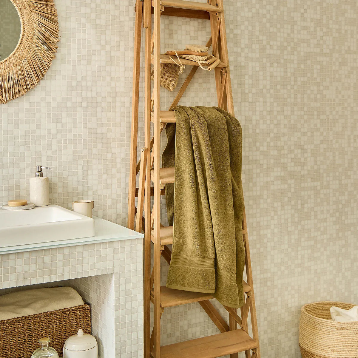 Serviette de bain en coton naturel - 650 g/m² - 50 x 100 cm - Bronze